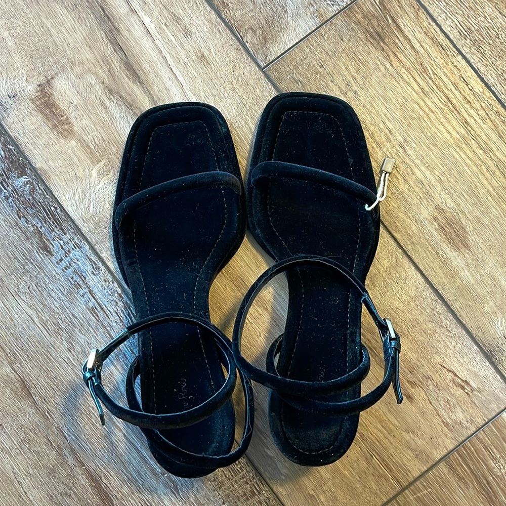 The Row Kate Velvet Black Sandals Low Heel 38 NEW